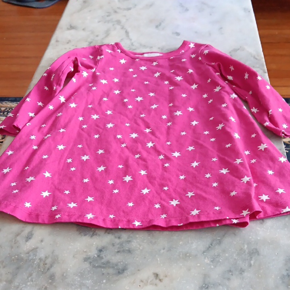 Hanna Andersson Pink Star Print Long Sleeve Dtess